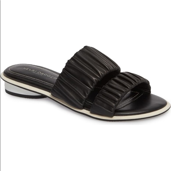 Kelsi Dagger Shoes - Kelsi Dagger Surf Slide Black Leather Sandal Shoe